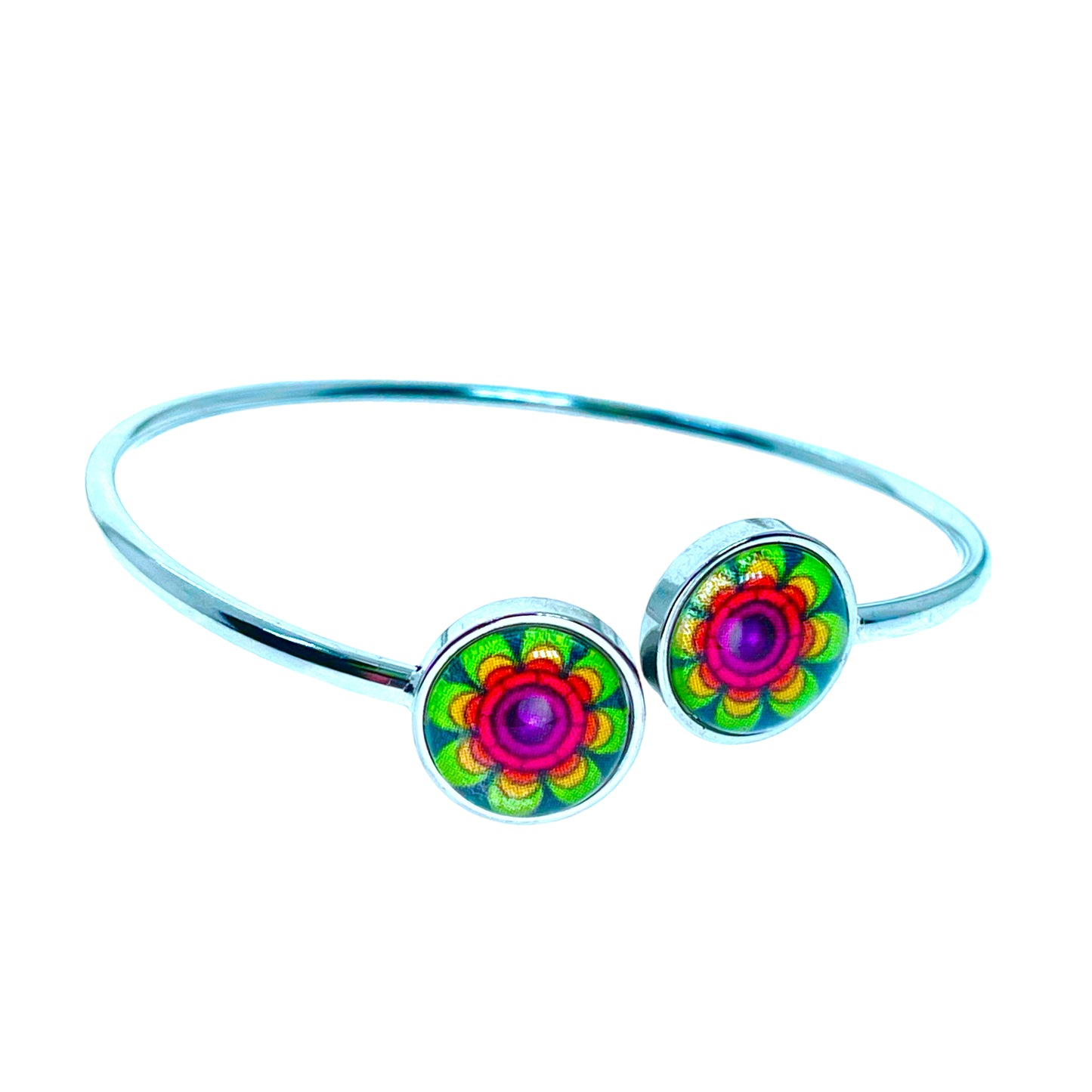 Glowing Green Flower Flexi-Cuff Bracelet