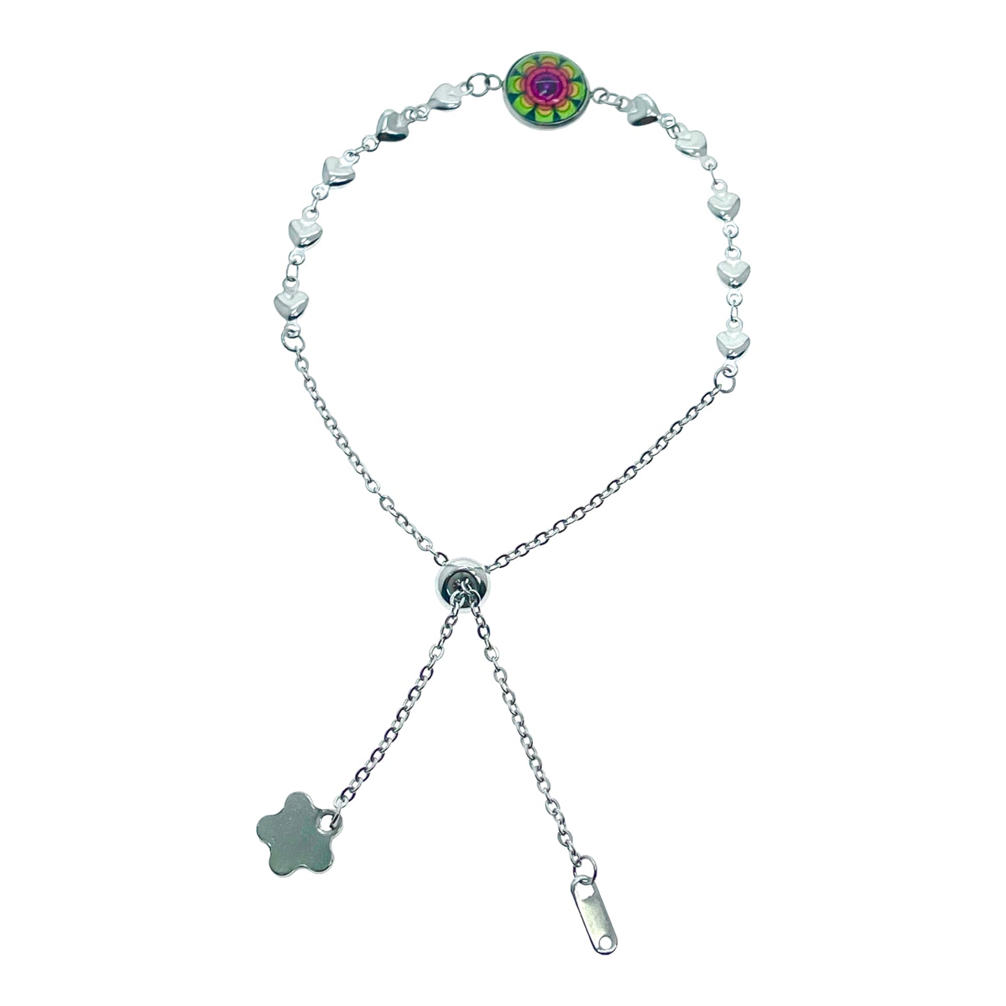 Glowing Green Flower Heart Slider Bracelet