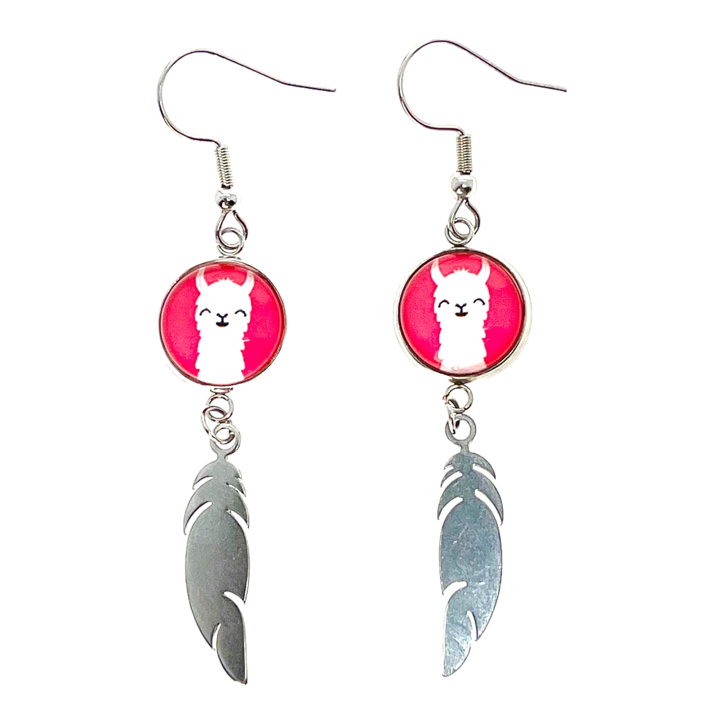 Blushing Alpaca Feather Earrings