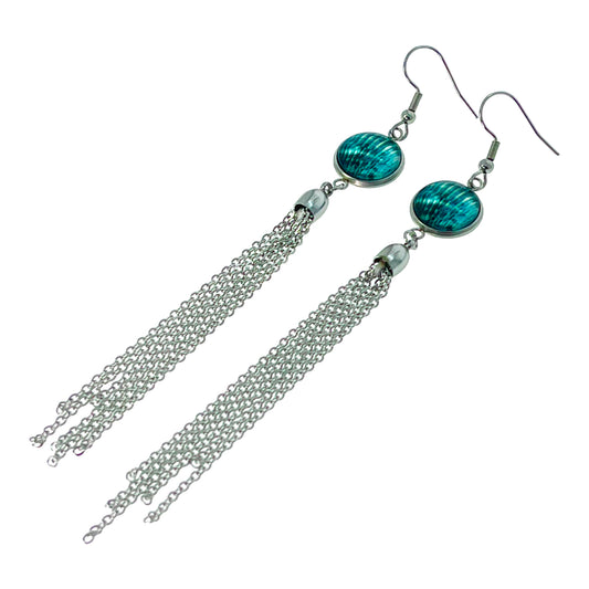 Aqua Gypsy Tassel Earrings