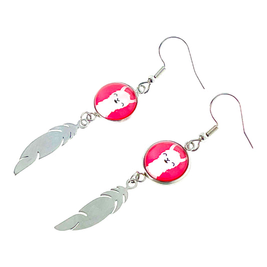 Blushing Alpaca Feather Earrings