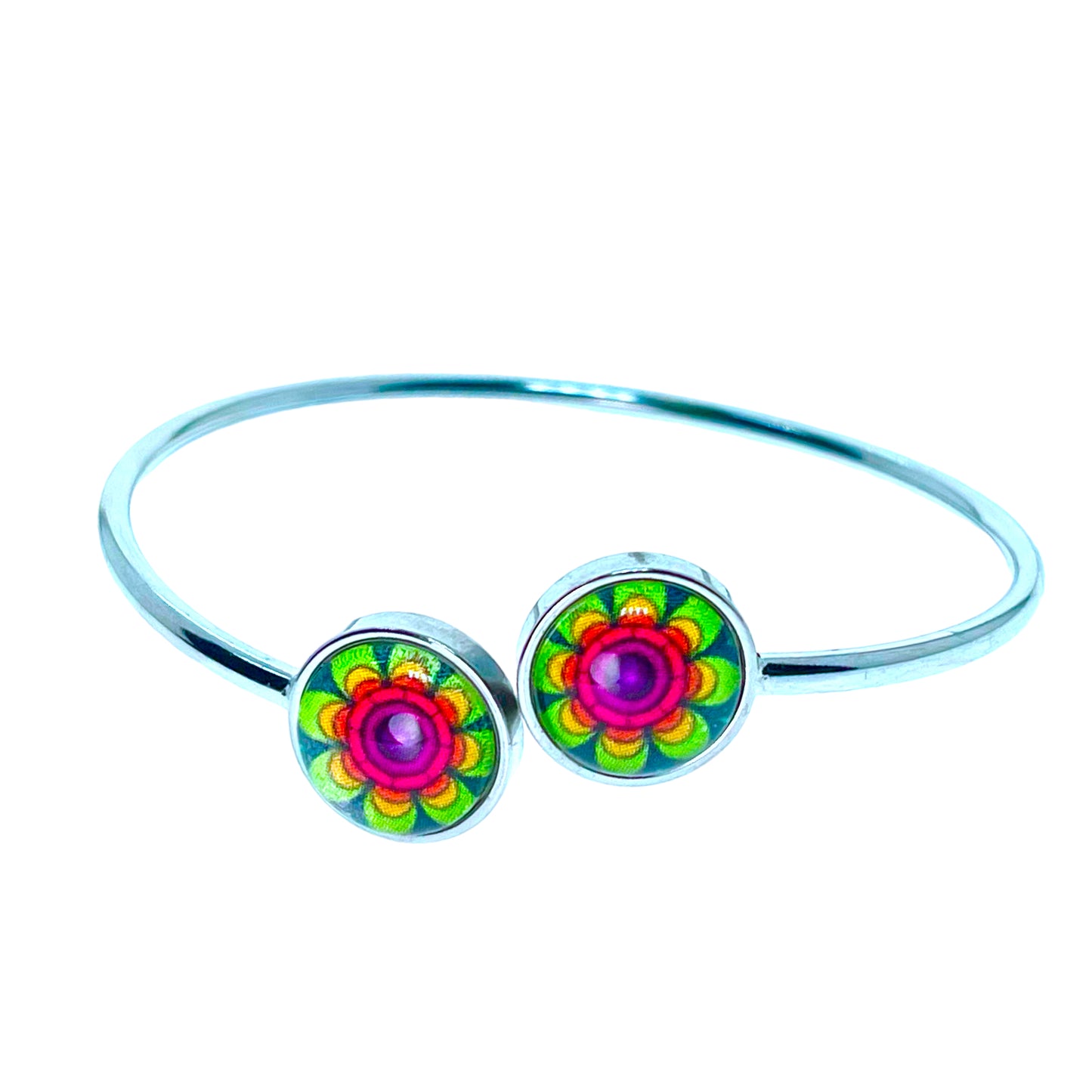 Glowing Green Flower Flexi-Cuff Bracelet