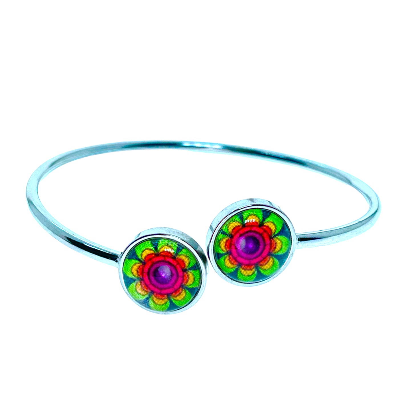 Glowing Green Flower Flexi-Cuff Bracelet