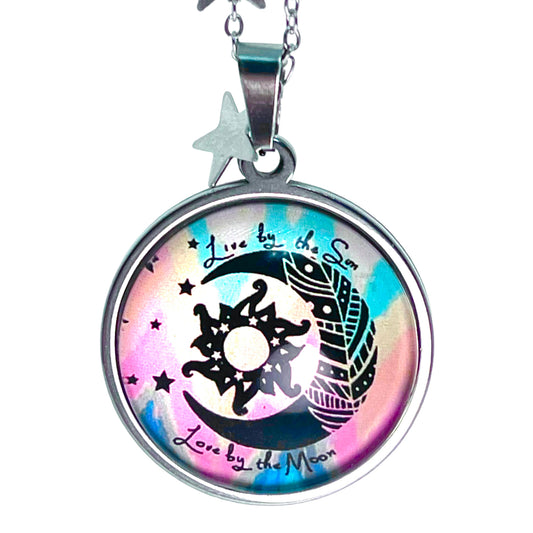 Tie-Dye Moon Fancy Celestial Chain Necklace