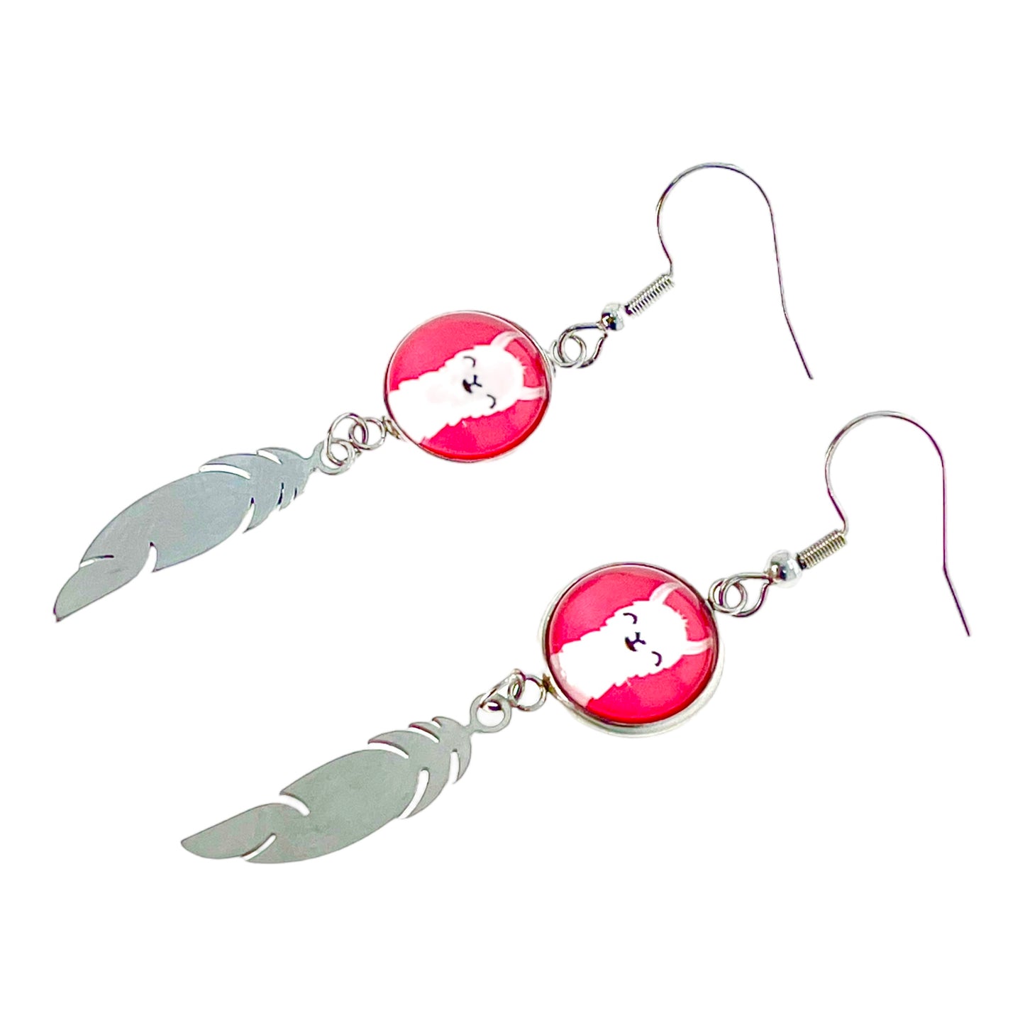 Blushing Alpaca Feather Earrings