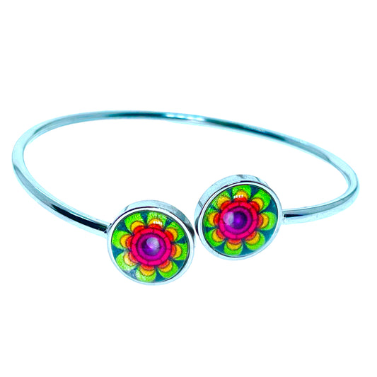 Glowing Green Flower Flexi-Cuff Bracelet