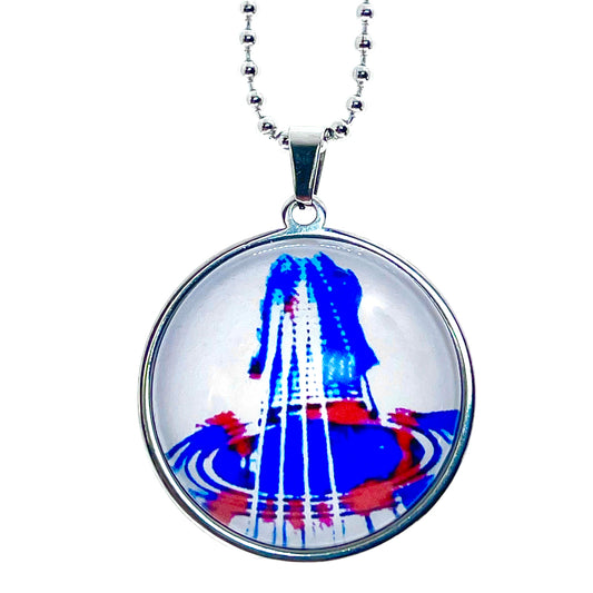 Abstract Guitar Big Round Necklace