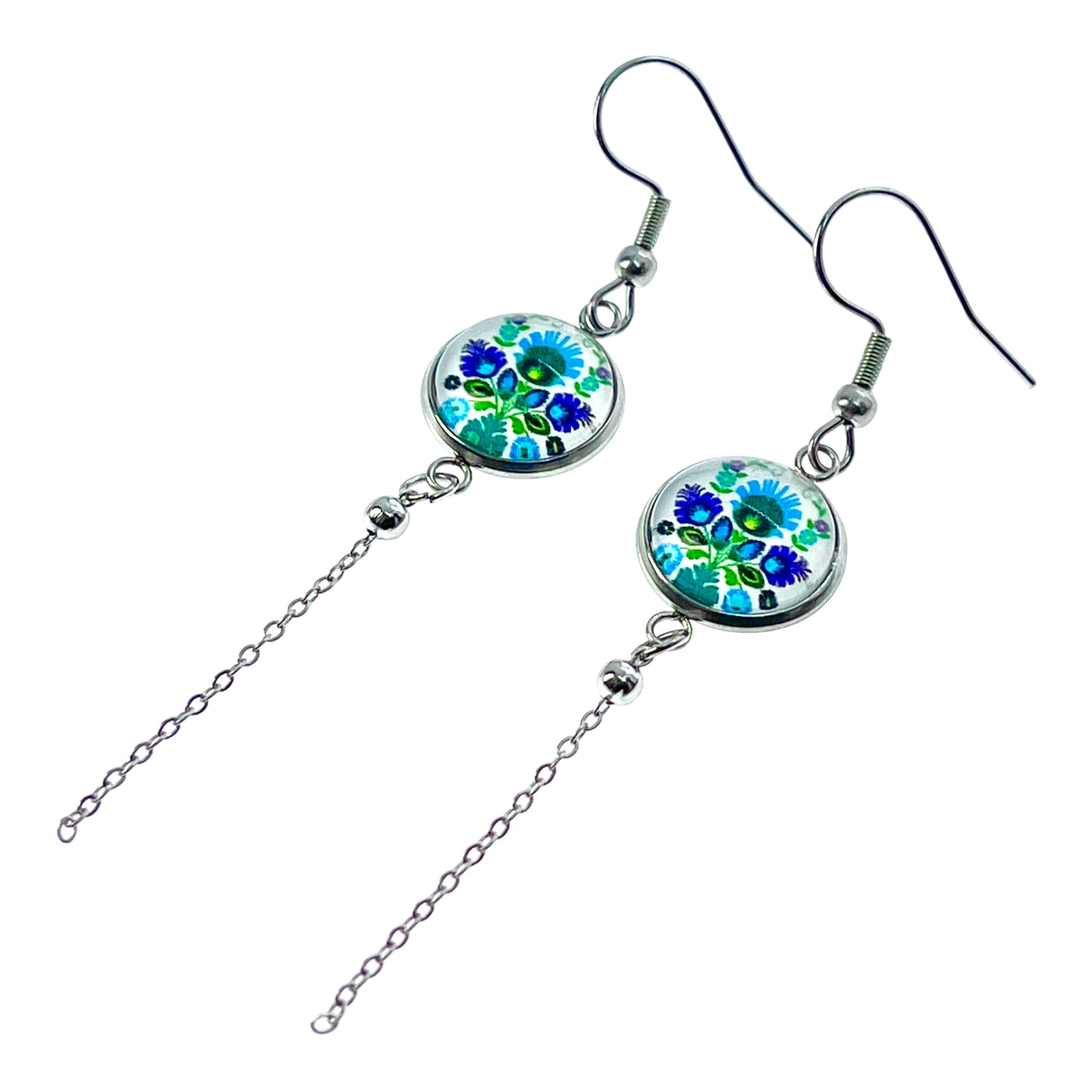 Polish Petal Chain Dangler Earrings