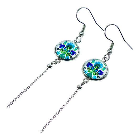 Polish Petal Chain Dangler Earrings