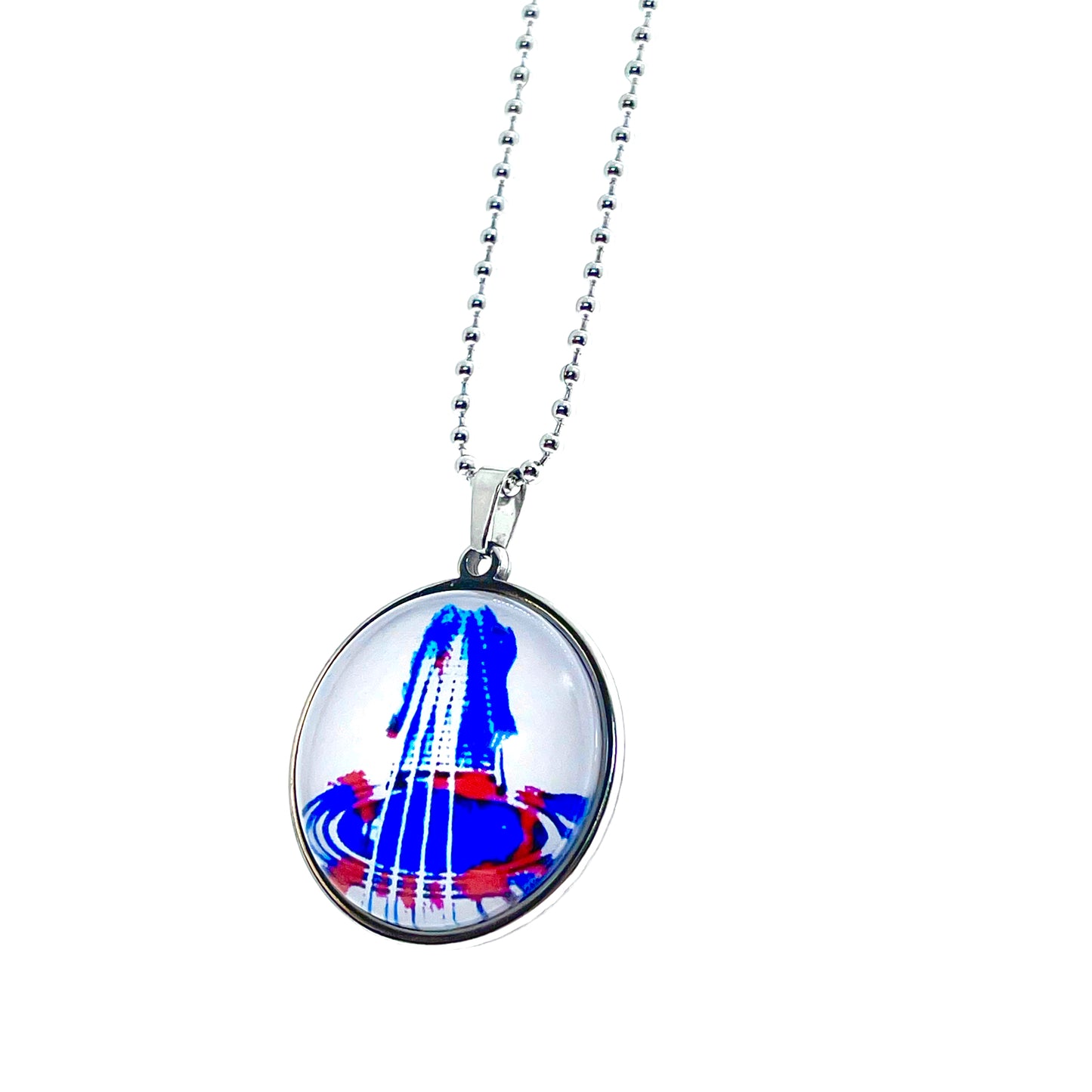 Abstract Guitar Big Round Necklace