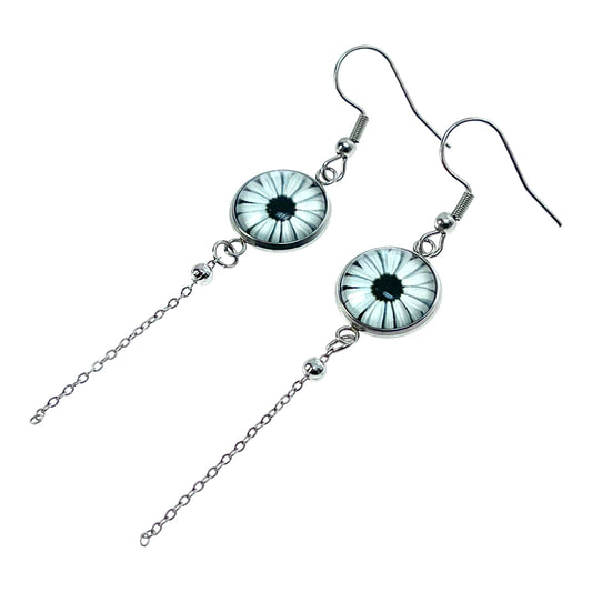 White Daisy Chain Dangler Earrings