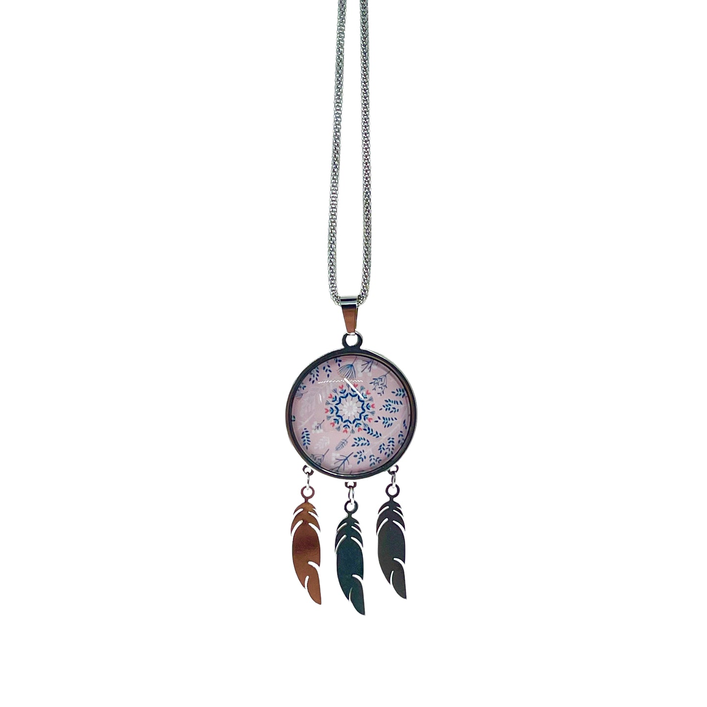 Pretty in Pink Feather Dreamcatcher Necklace