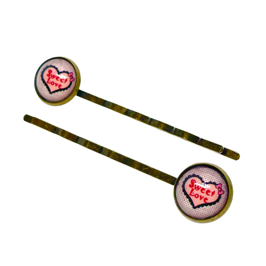 Sweet Heart Tiny Hair Pin Pair