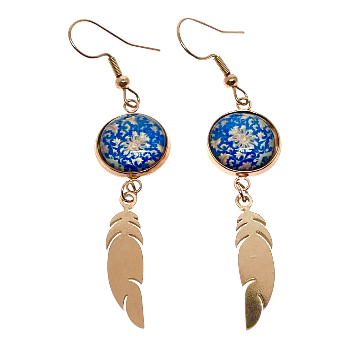 Blue Buttercup Feather Earrings