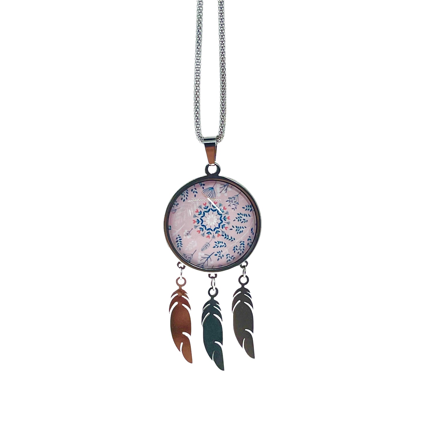 Pretty in Pink Feather Dreamcatcher Necklace