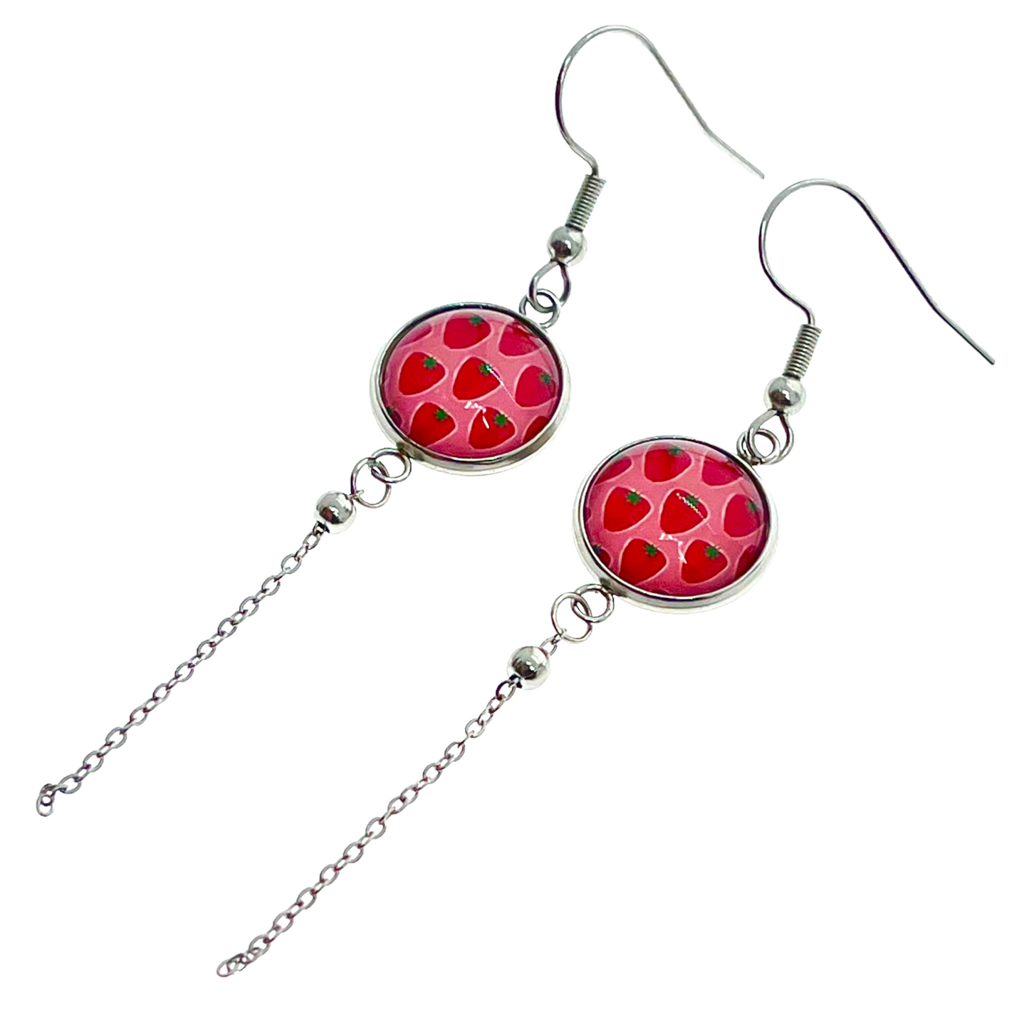 Sweet Strawberry Chain Dangler Earrings