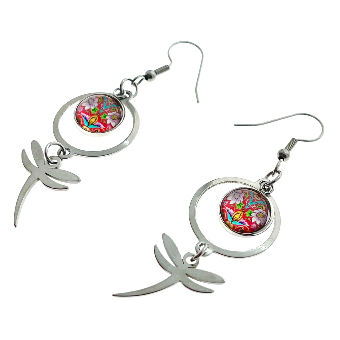 Red Lotus Dragonfly Earrings