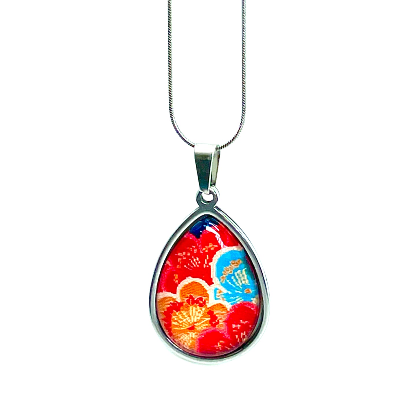 Ruby Patchwork Teardrop Necklace