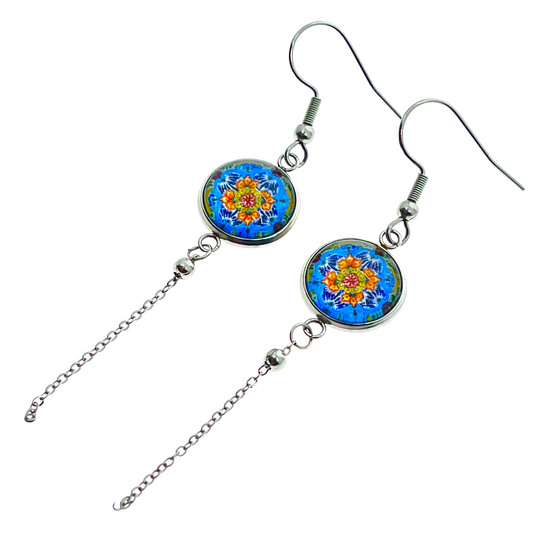 Summer Flower Chain Dangler Earrings