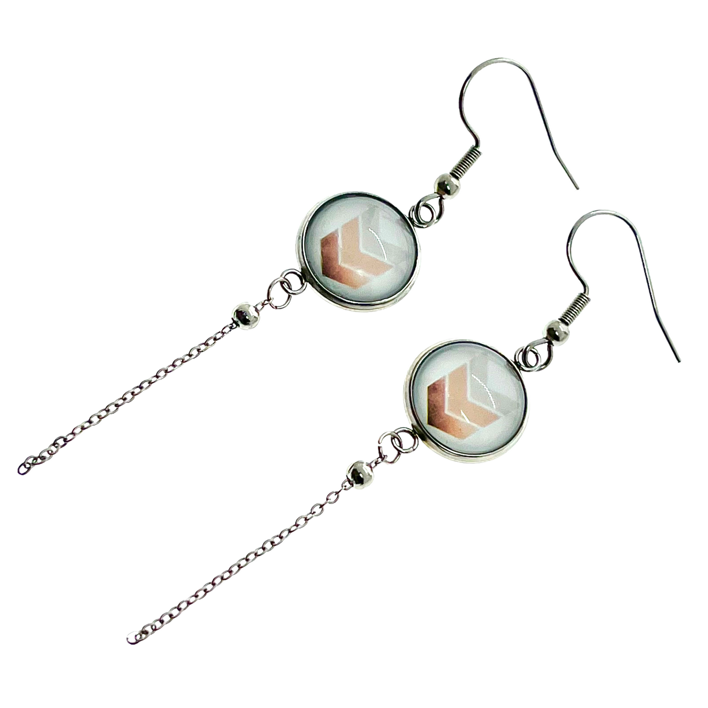 Peach Pointer Chain Dangler Earrings