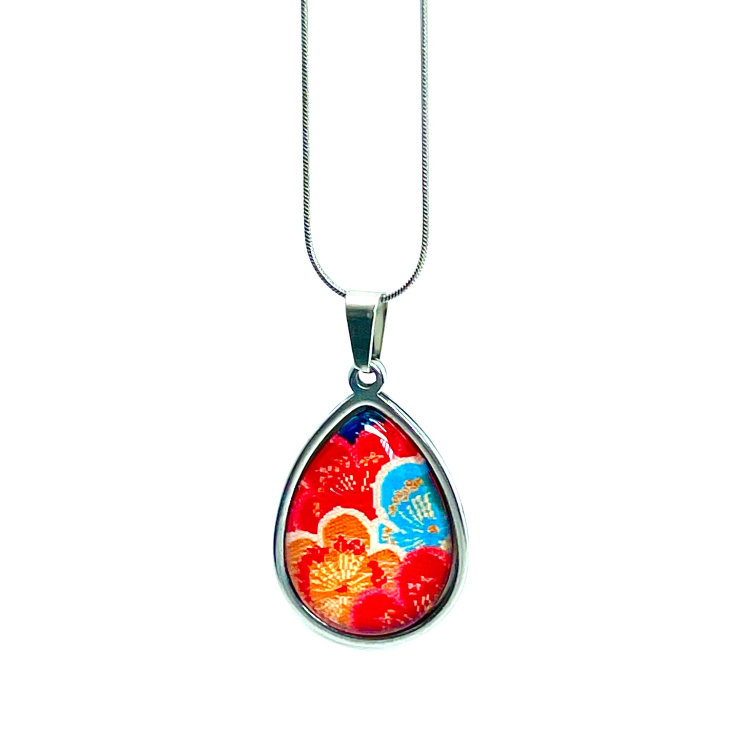 Ruby Patchwork Teardrop Necklace