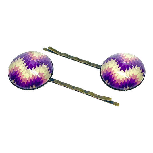 Perfectly Purple Chevron Big Hair Pin Pair