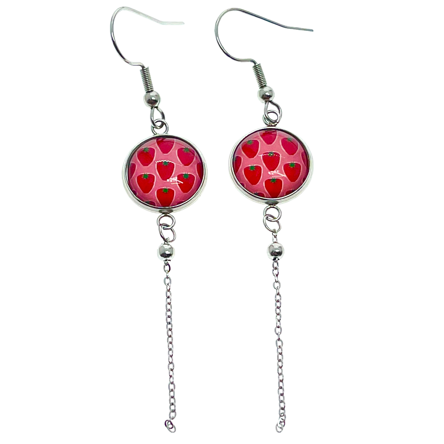 Sweet Strawberry Chain Dangler Earrings