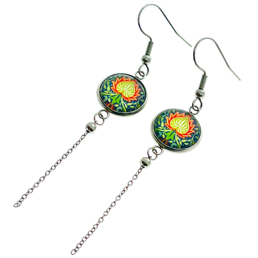 Hippie Fire Flower Chain Dangler Earrings