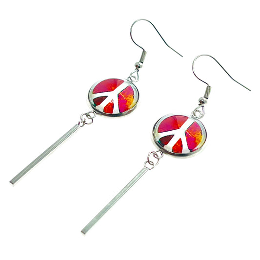 Poppin’ Pink Peace Long Bar Earrings