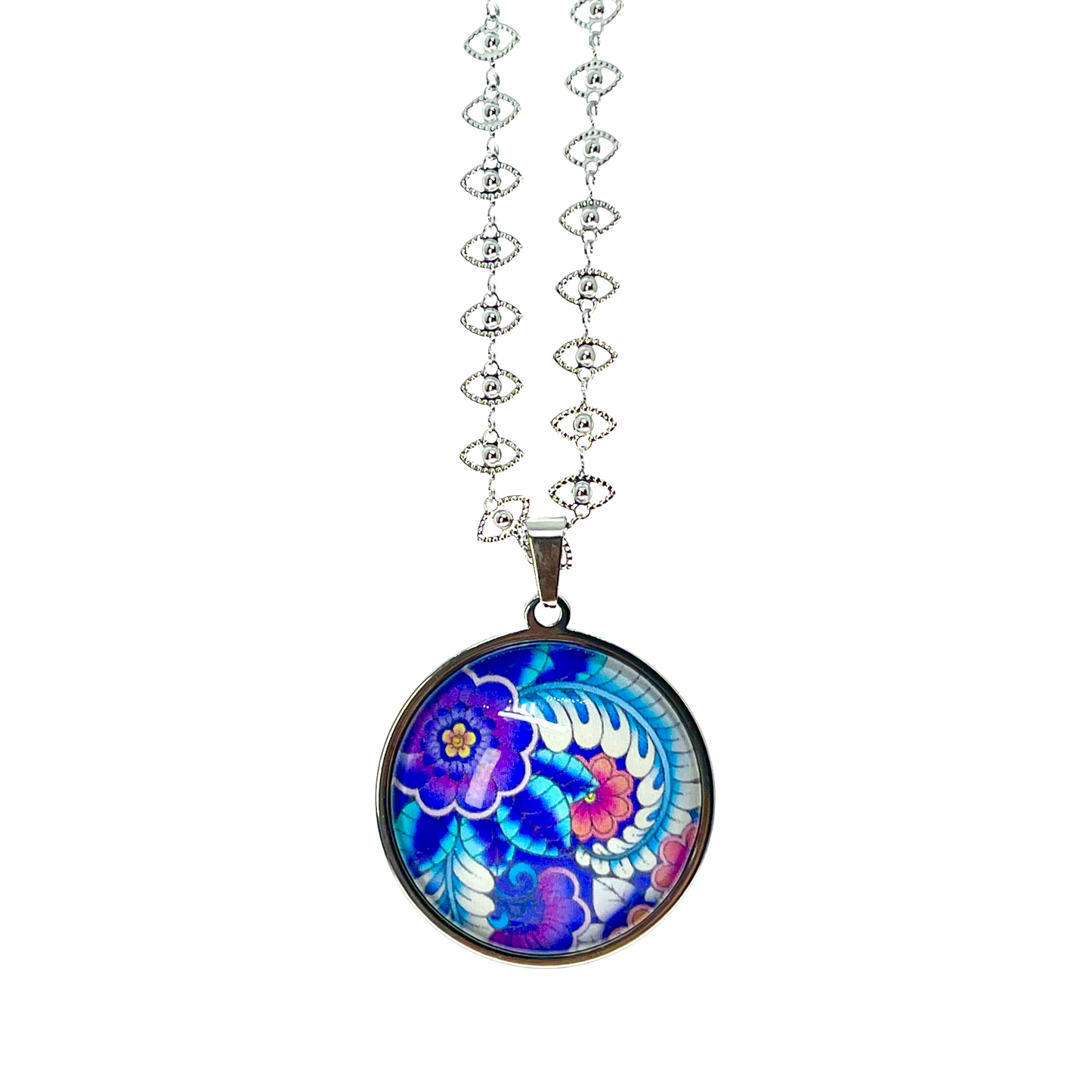 Bioluminescent Flower Fancy Ellipse Chain Necklace