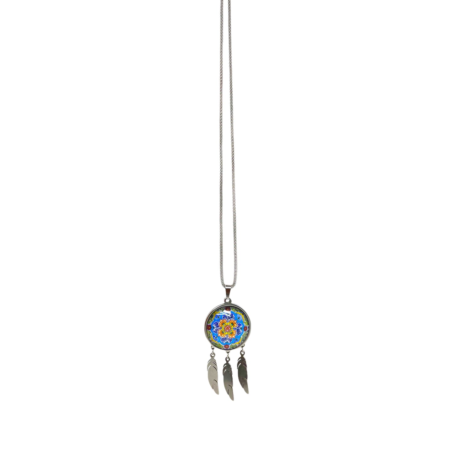 Summer Flower Feather Dreamcatcher Necklace