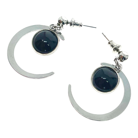 Dark Sky Crescent Moon Earrings