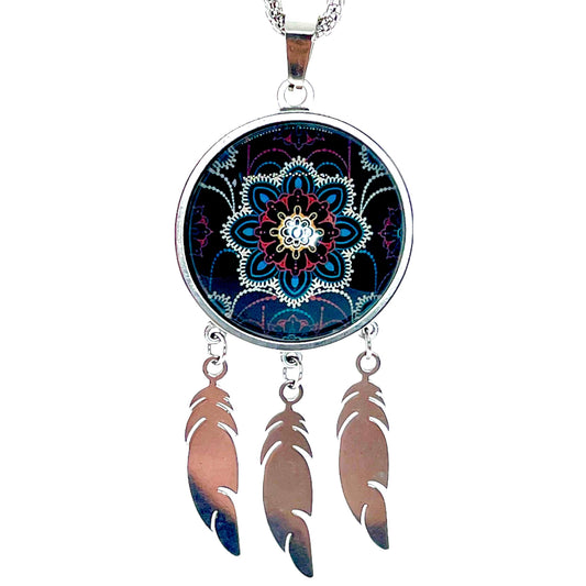 Night Lace Feather Dreamcatcher Necklace