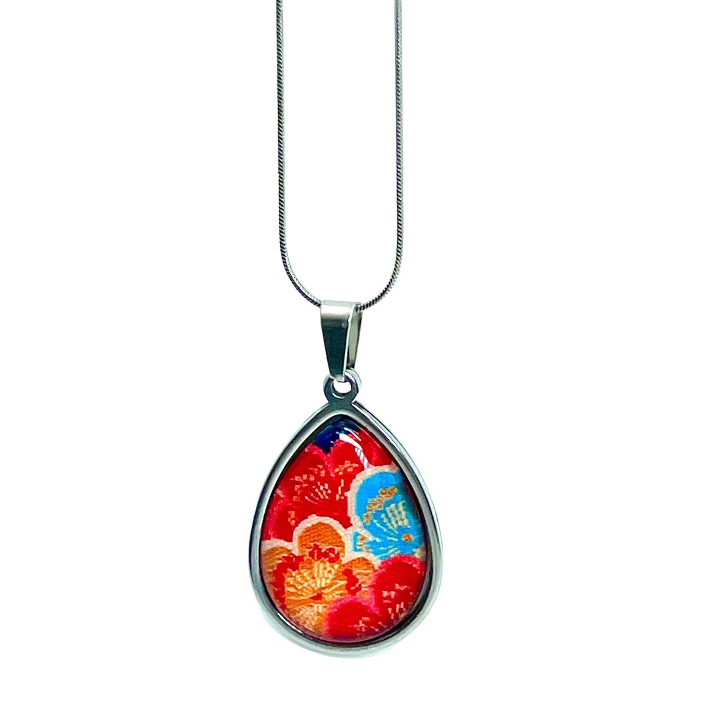 Ruby Patchwork Teardrop Necklace