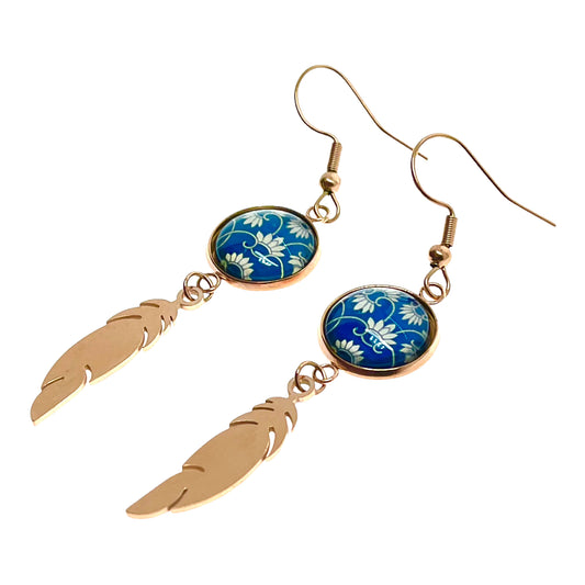 Blue Belle Feather Earrings