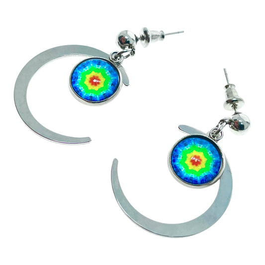 Tie-Dye Crescent Moon Earrings