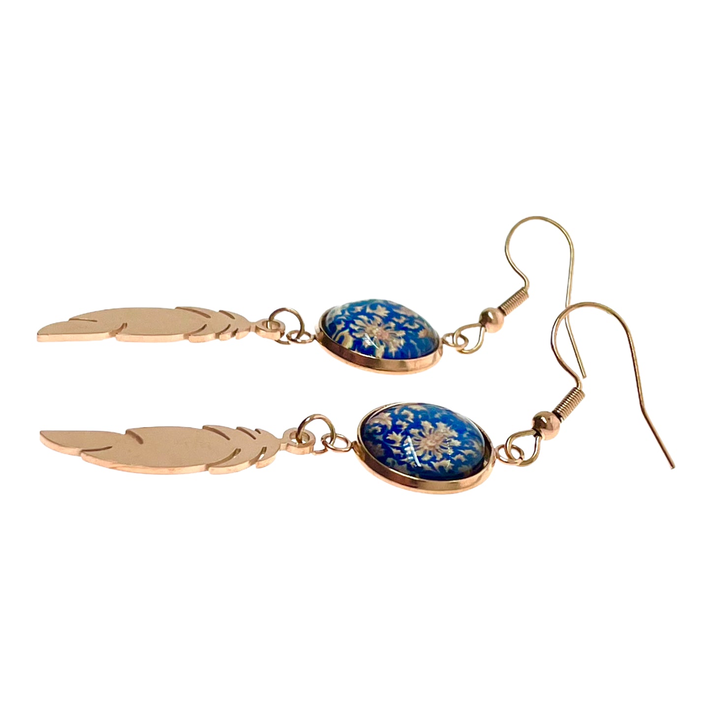 Blue Buttercup Feather Earrings