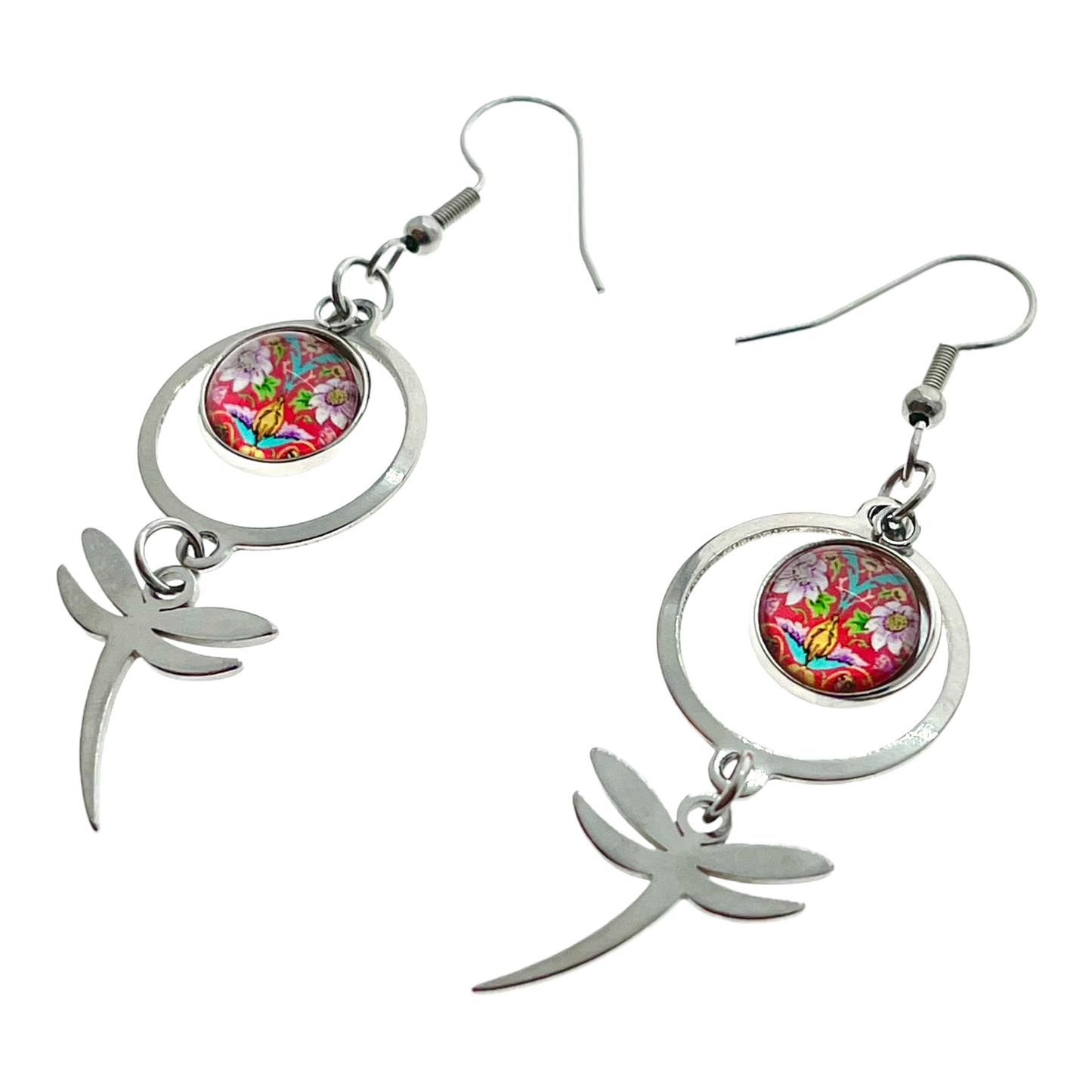 Red Lotus Dragonfly Earrings