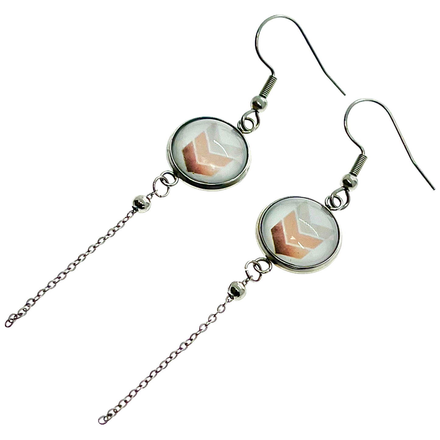 Peach Pointer Chain Dangler Earrings