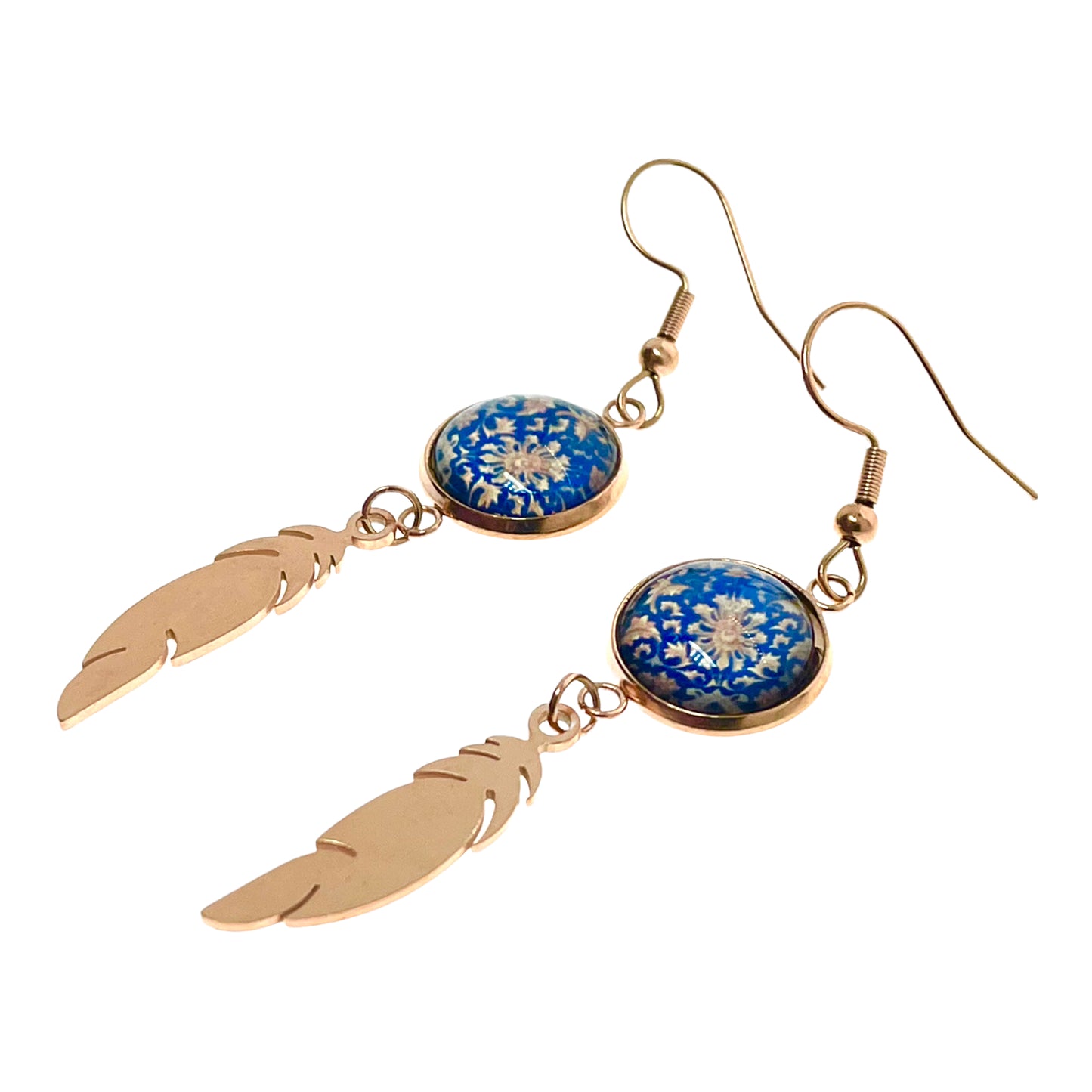 Blue Buttercup Feather Earrings