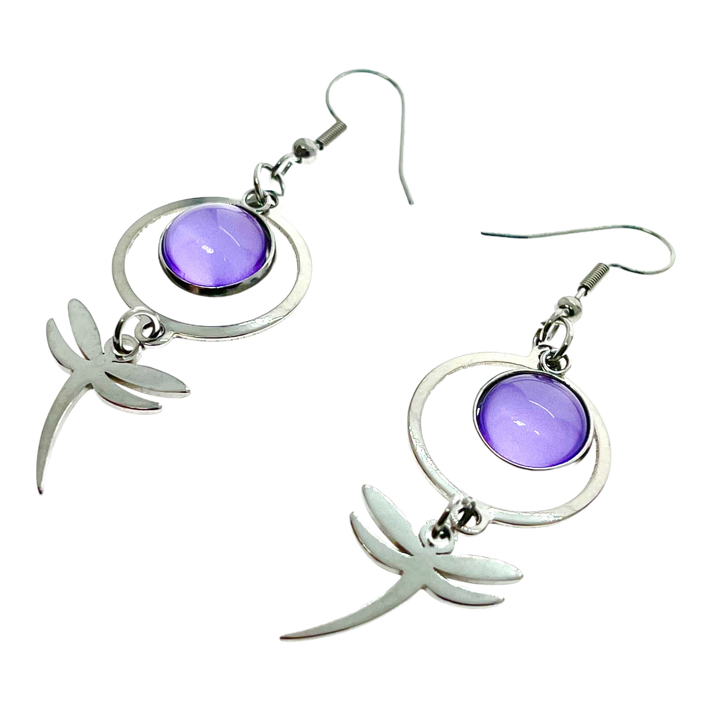 Lucious Lavender Dragonfly Earrings