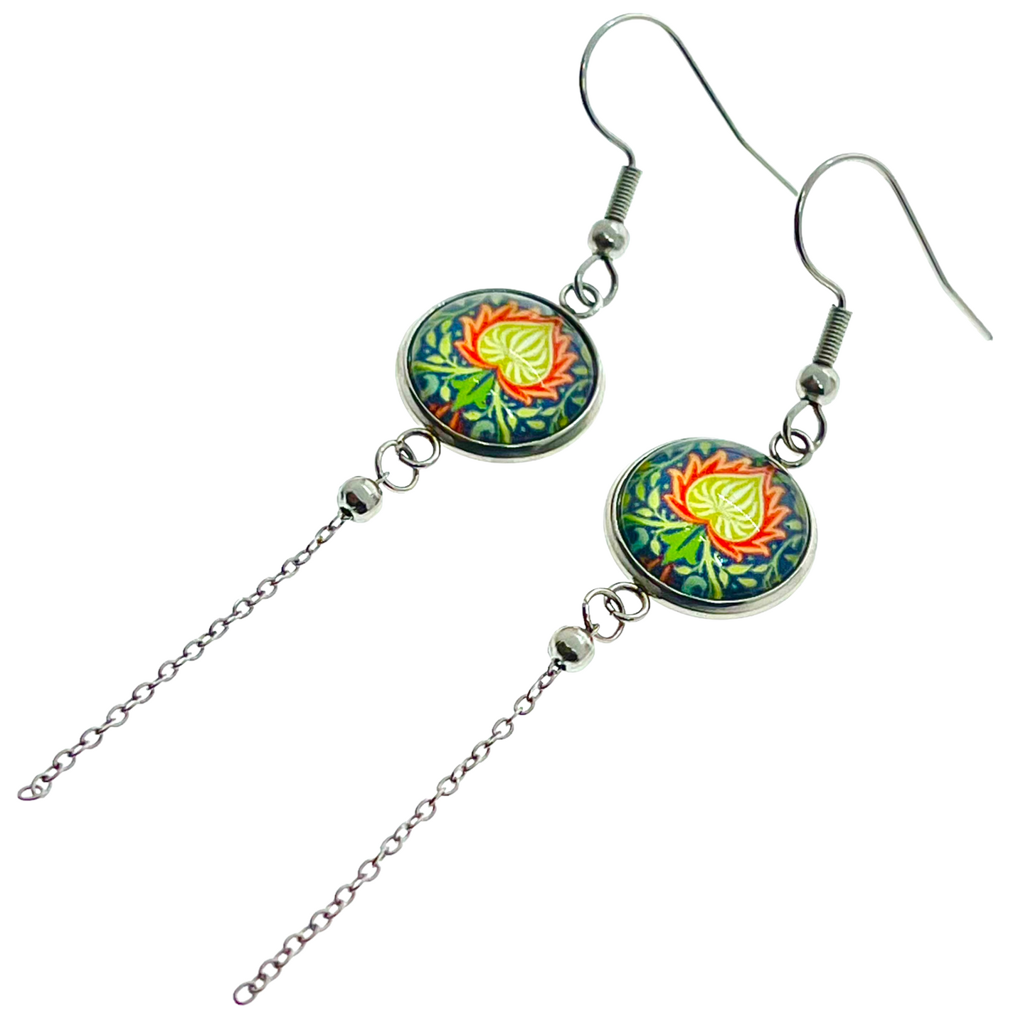 Hippie Fire Flower Chain Dangler Earrings