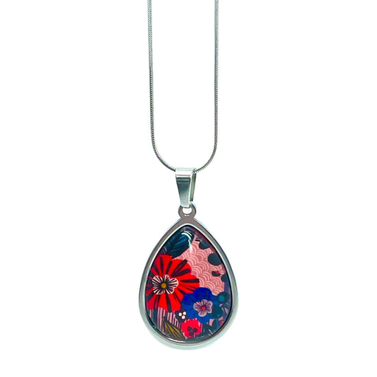 Poppin' Peony Teardrop Necklace