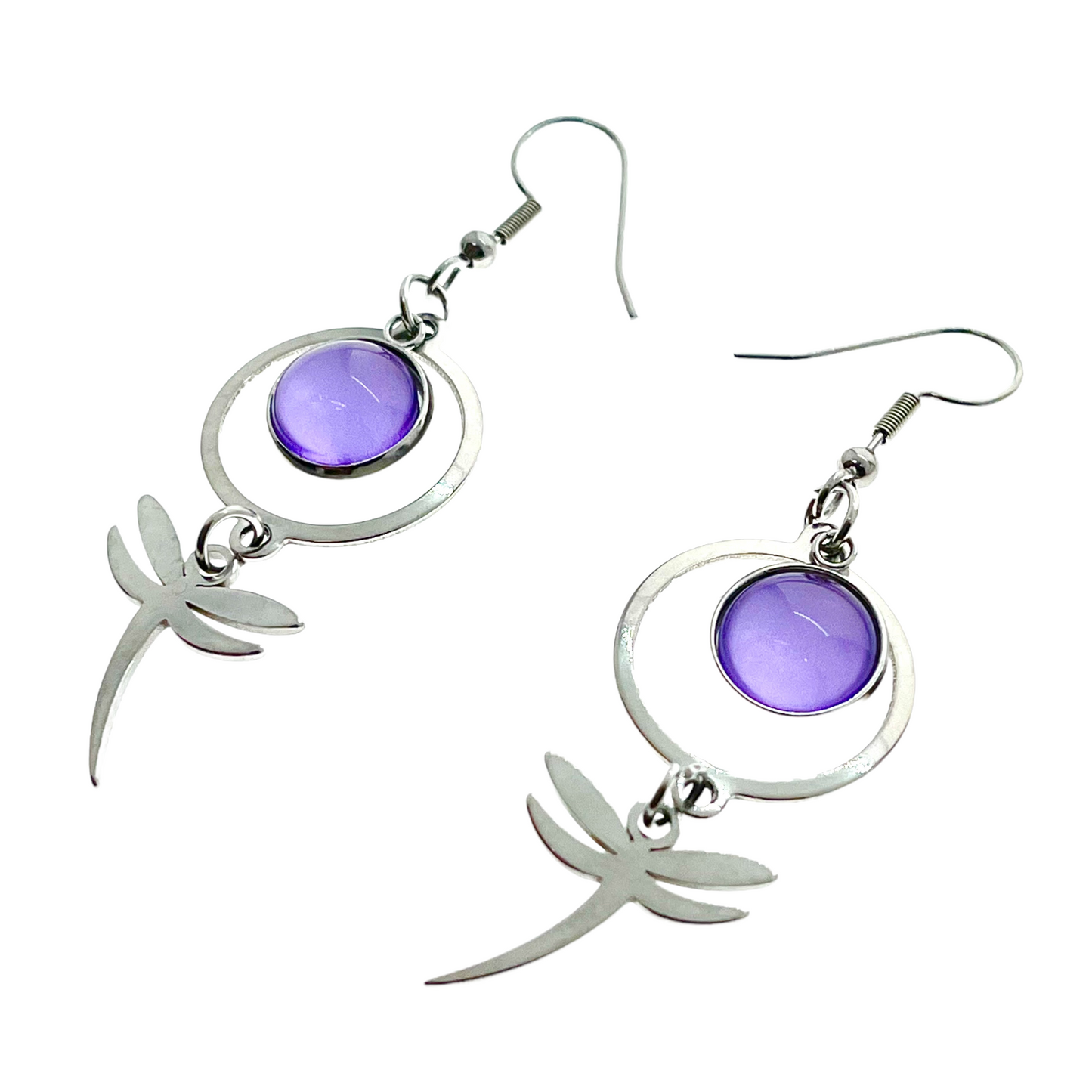 Lucious Lavender Dragonfly Earrings