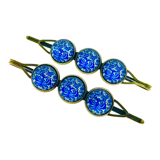 Trippie Blue Hippie Triple Hair Pin Pair