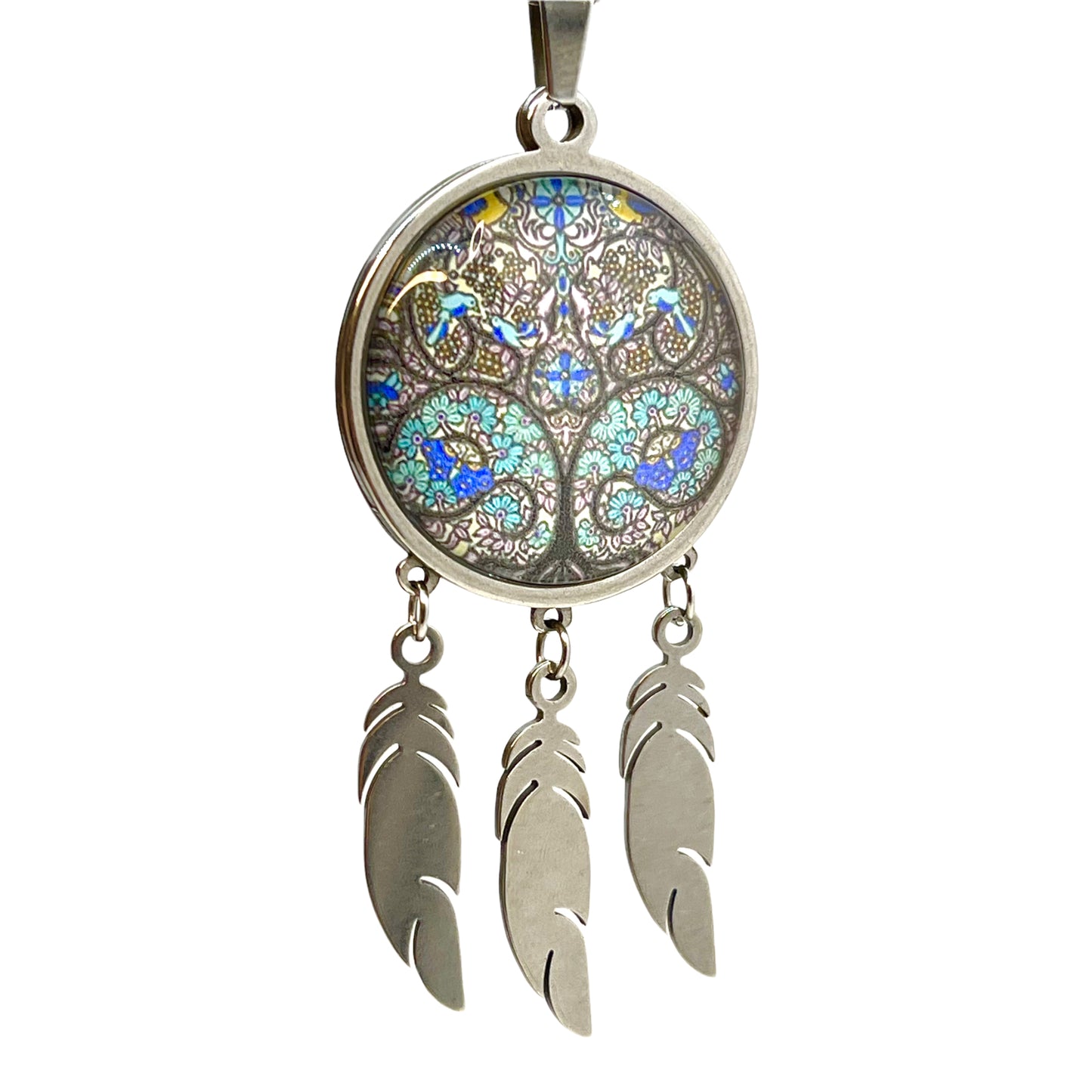 Stained Glass Feather Dreamcatcher Necklace