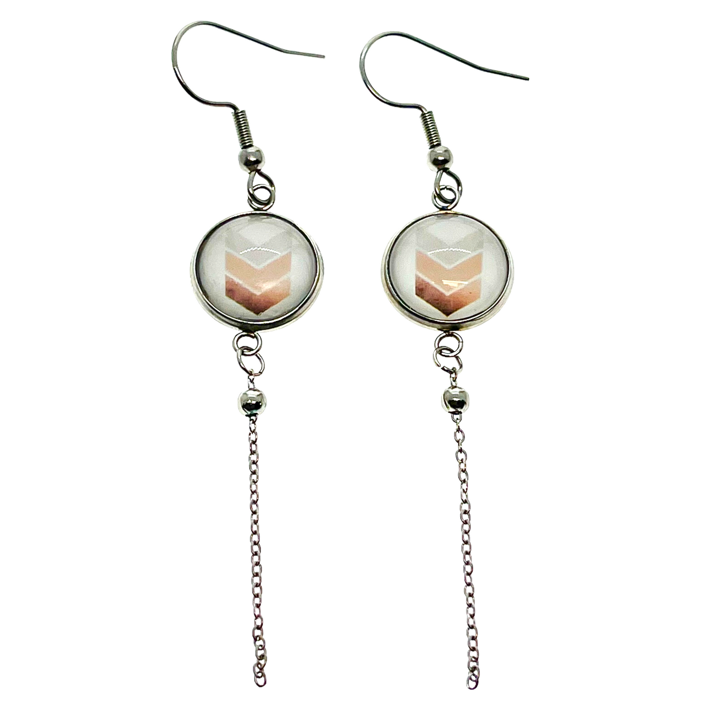 Peach Pointer Chain Dangler Earrings