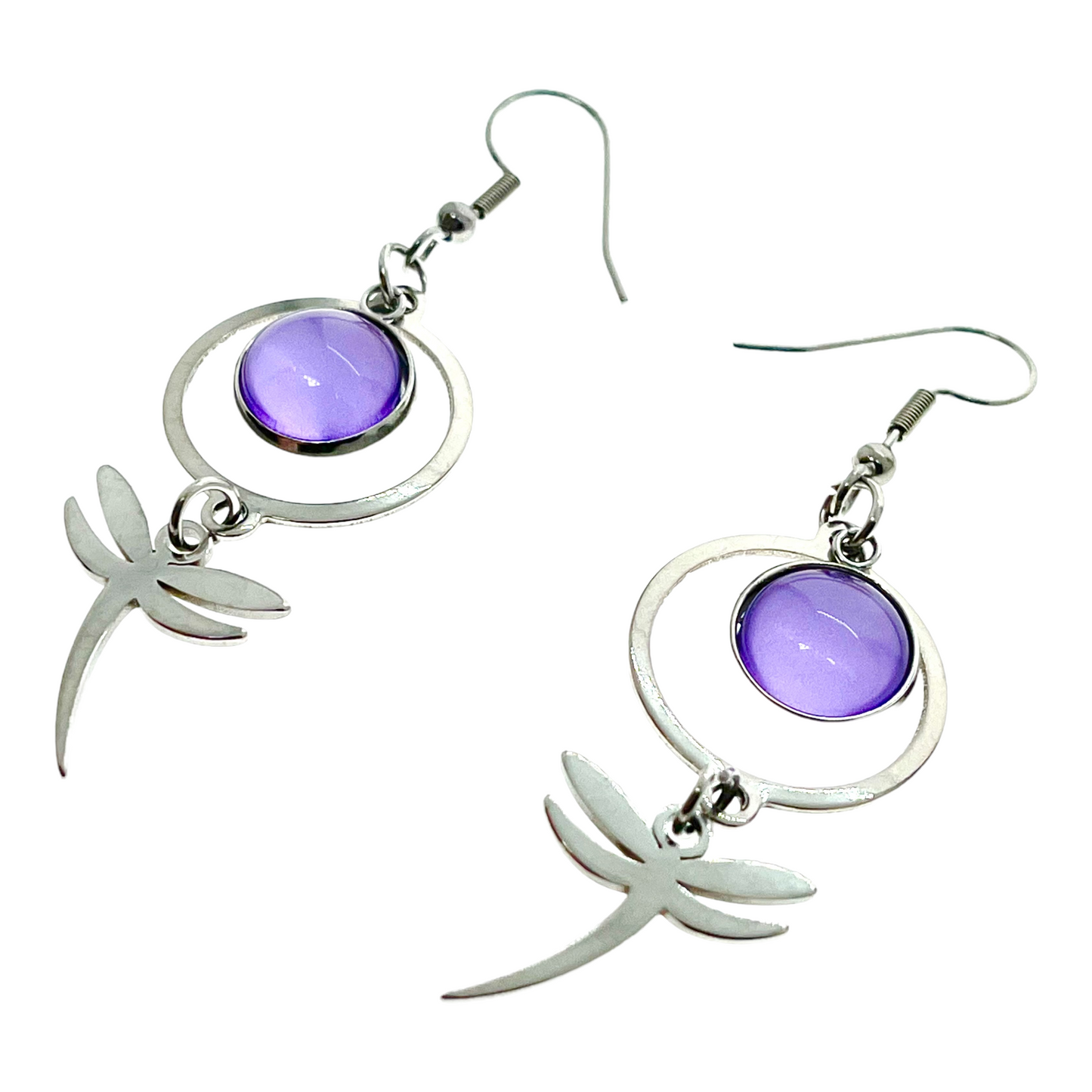 Lucious Lavender Dragonfly Earrings