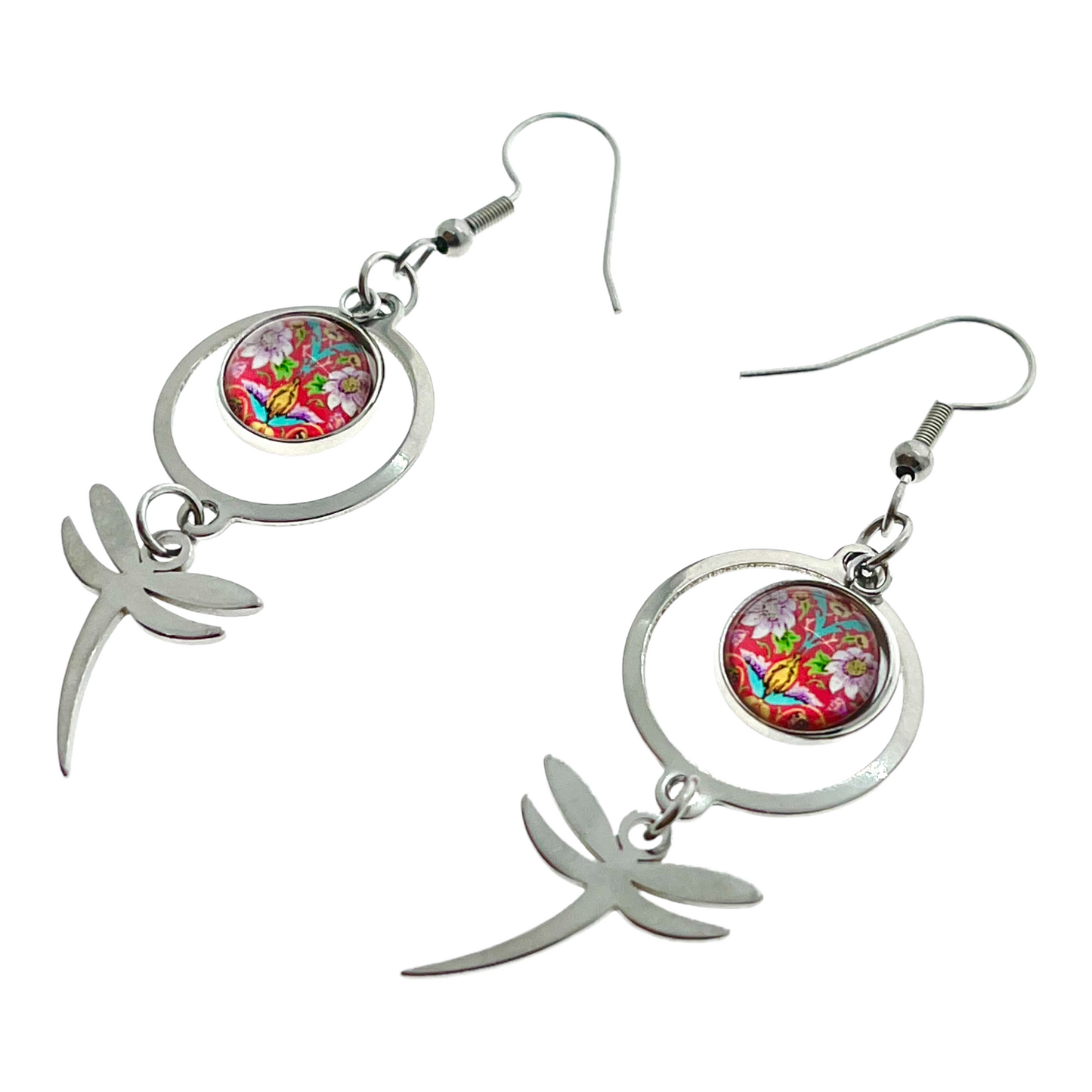 Red Lotus Dragonfly Earrings