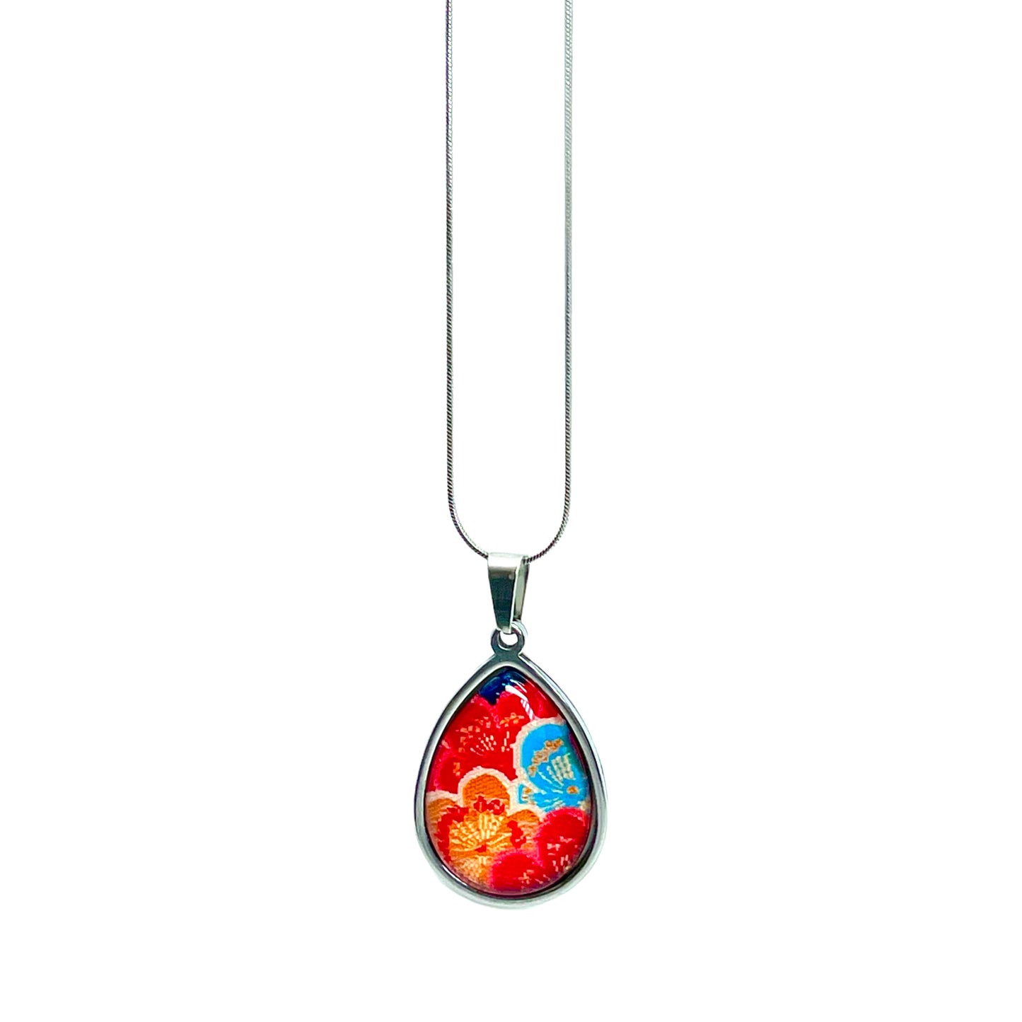 Ruby Patchwork Teardrop Necklace